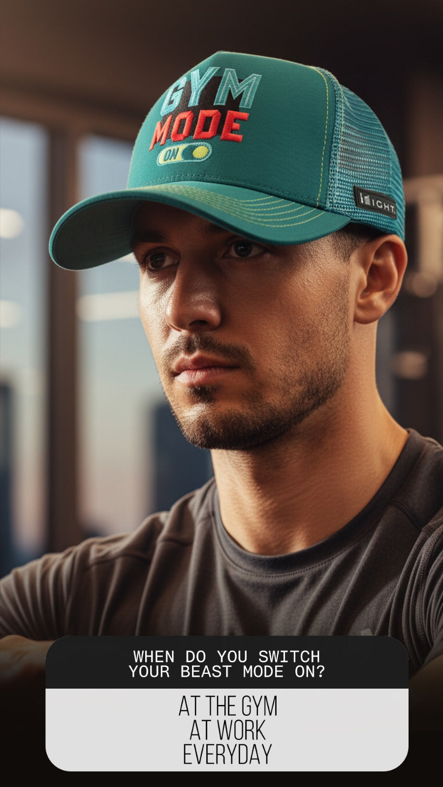 Gym Jock Teal Blue Cotton Trucker Cap