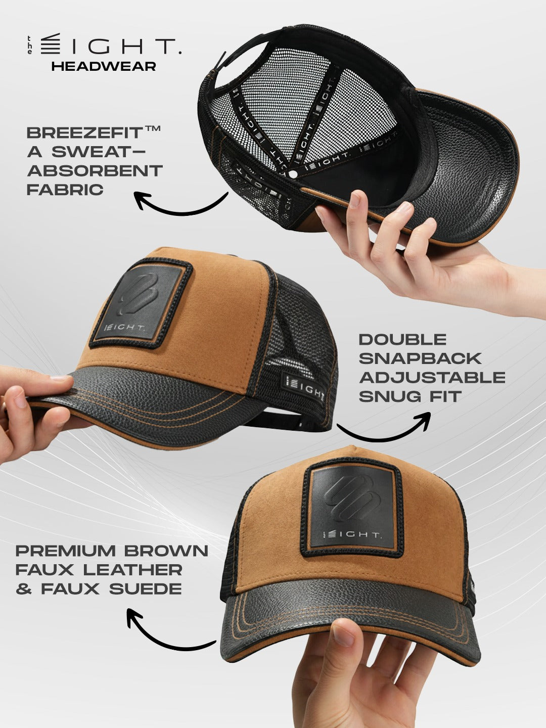 Aphrodite Brown Leather & Suede Trucker Cap
