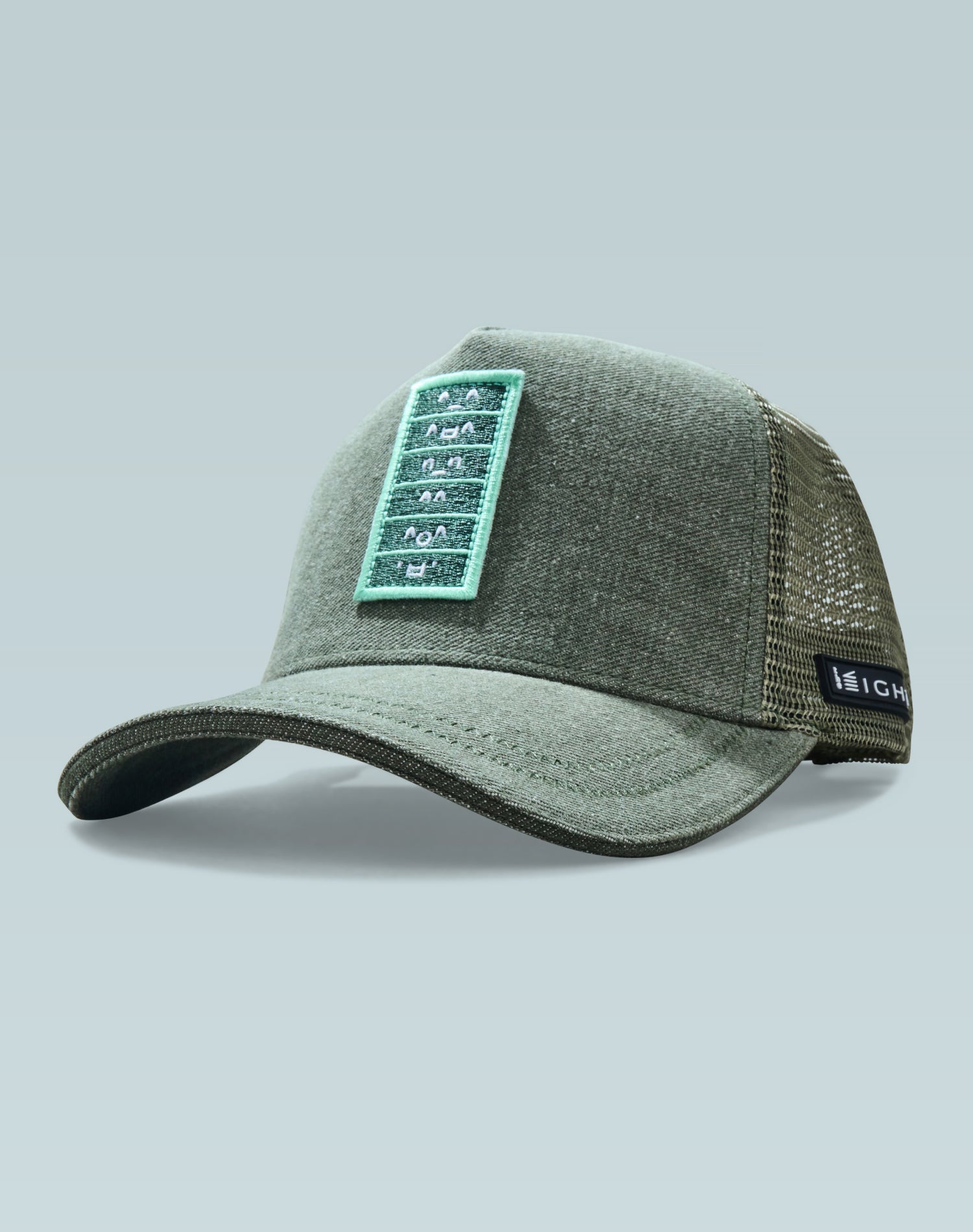 K- Emoticons Moss Green Denim Look Trucker Cap