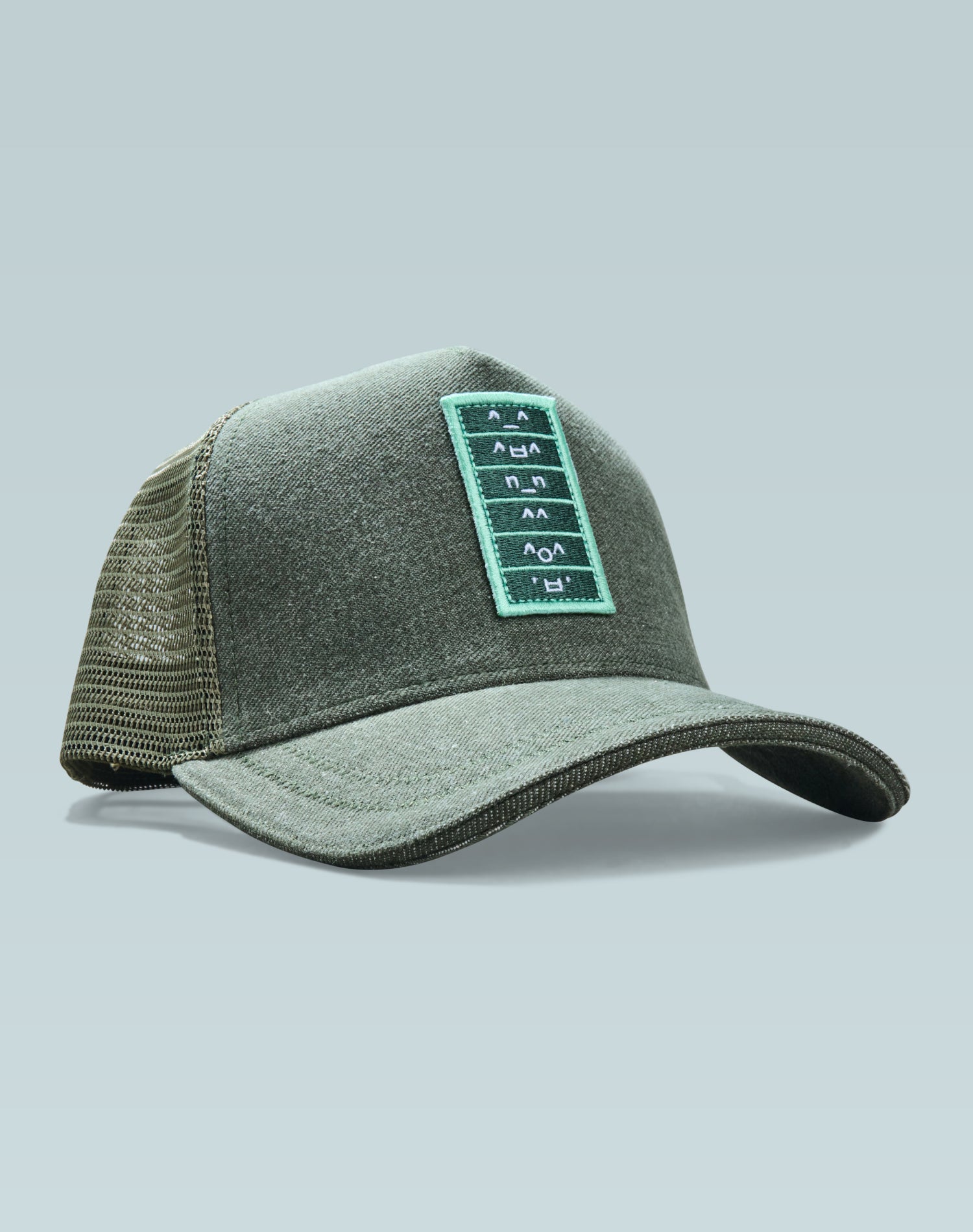 K- Emoticons Moss Green Denim Look Trucker Cap