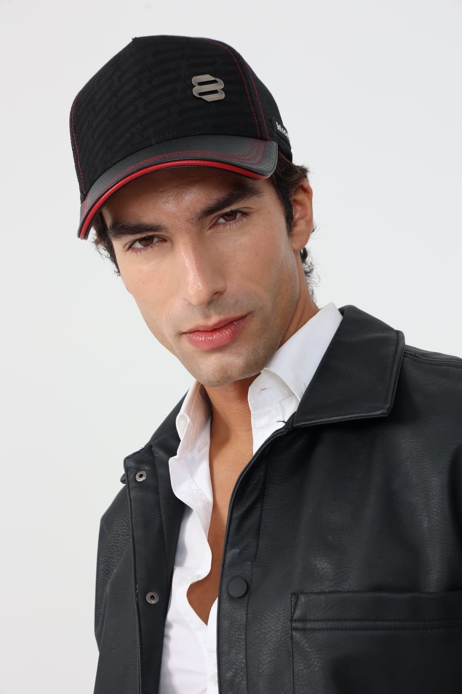 Melanos Black Leather Trucker Cap