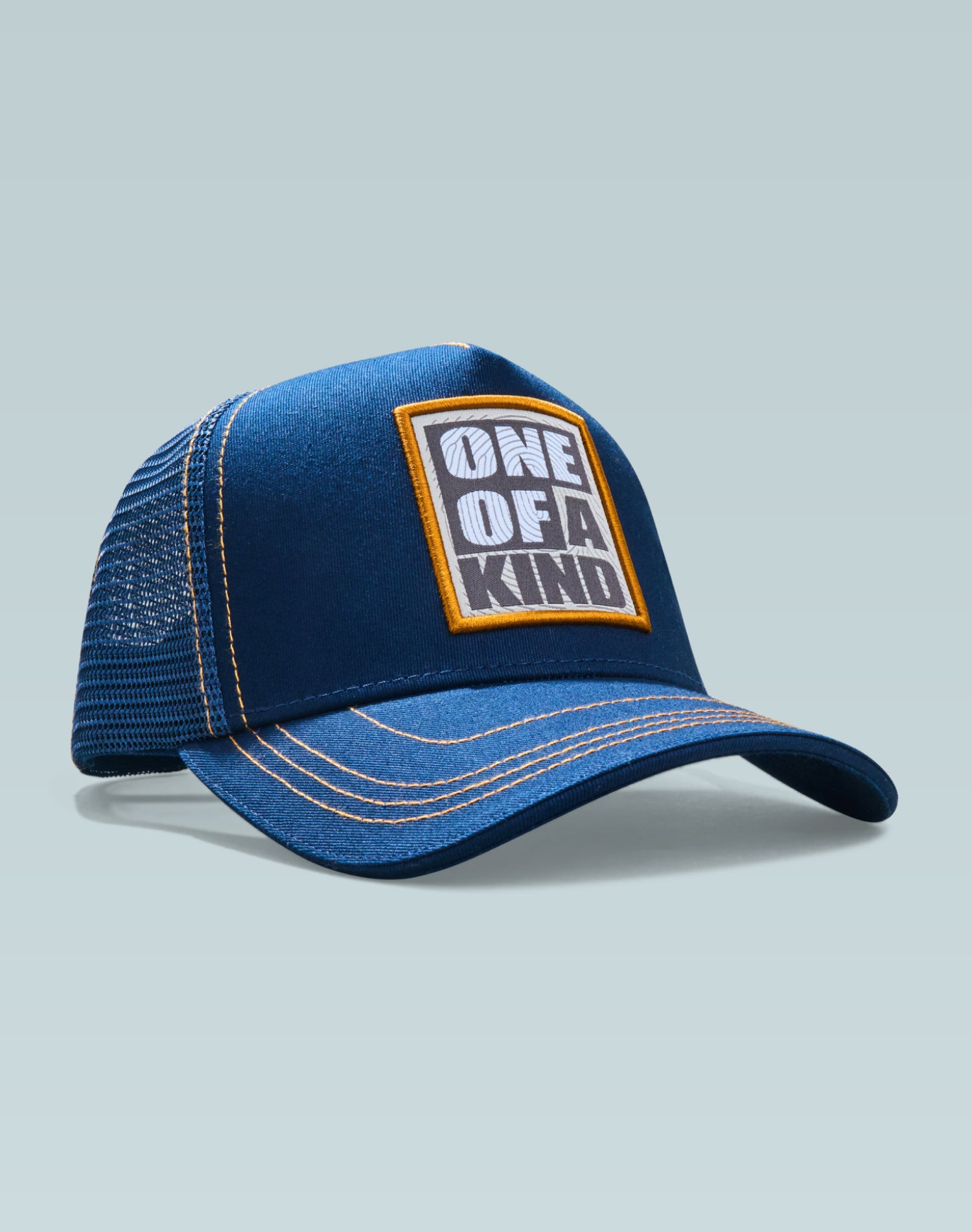 Distinct Blue Denim Look Cotton Trucker Cap