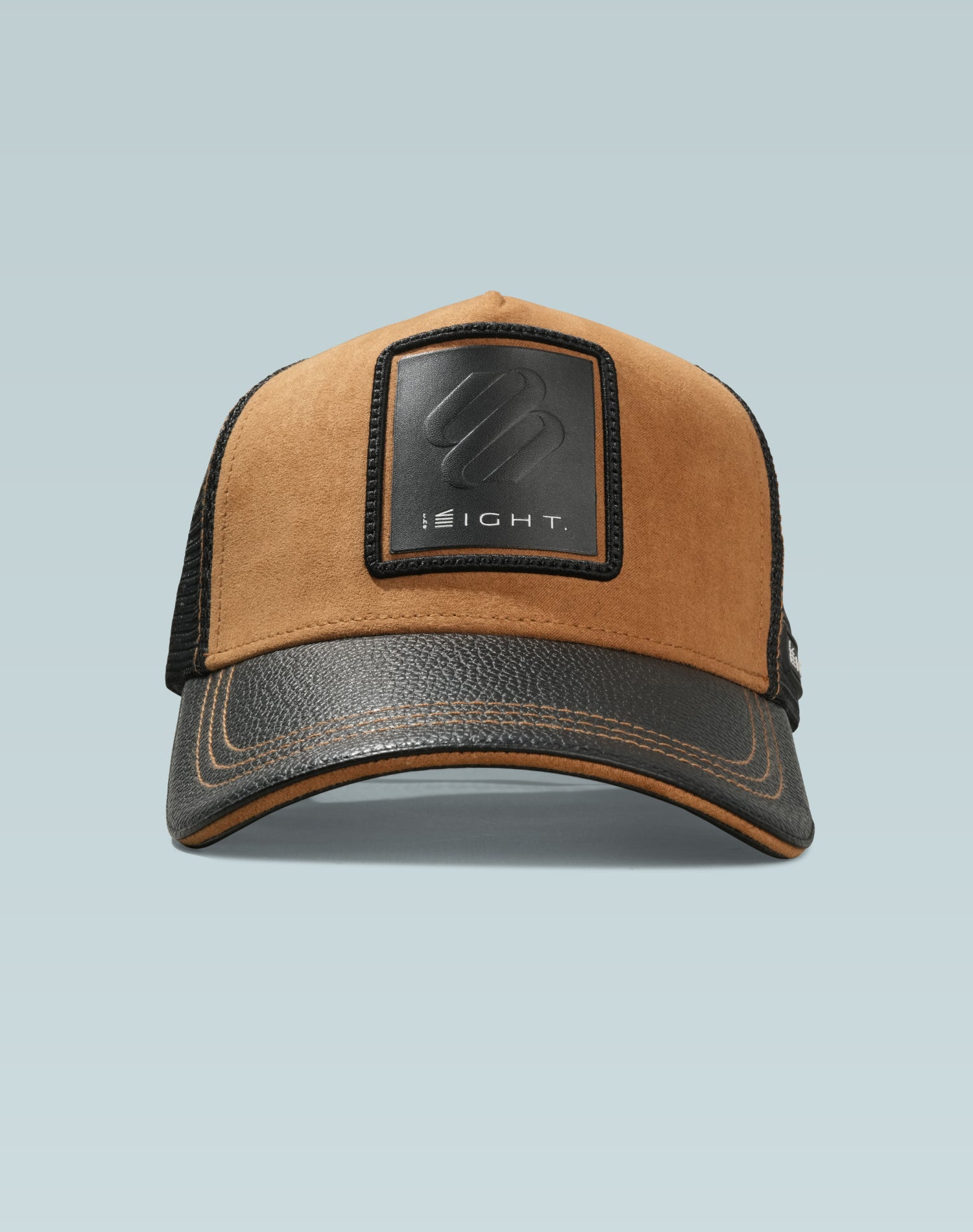 Aphrodite Brown Leather & Suede Trucker Cap
