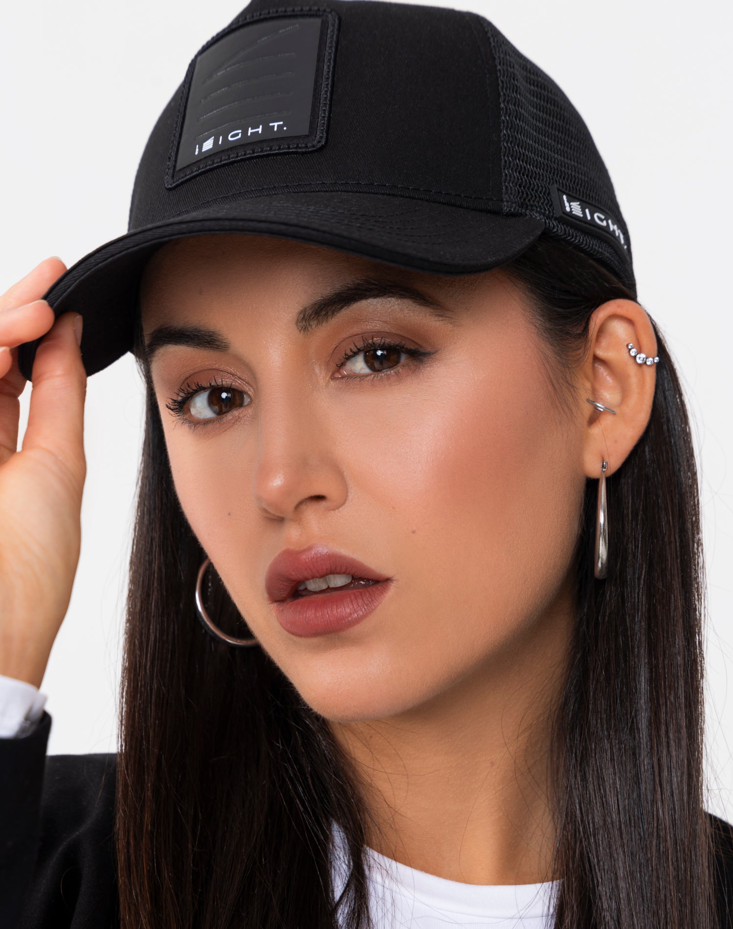 The ight Black Cotton Trucker Cap