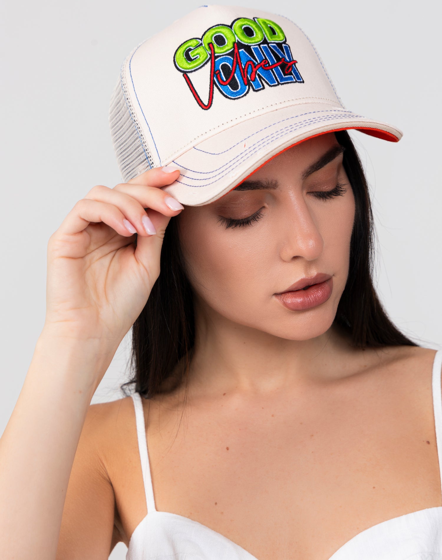 Serendipity Off White Cotton Trucker Cap