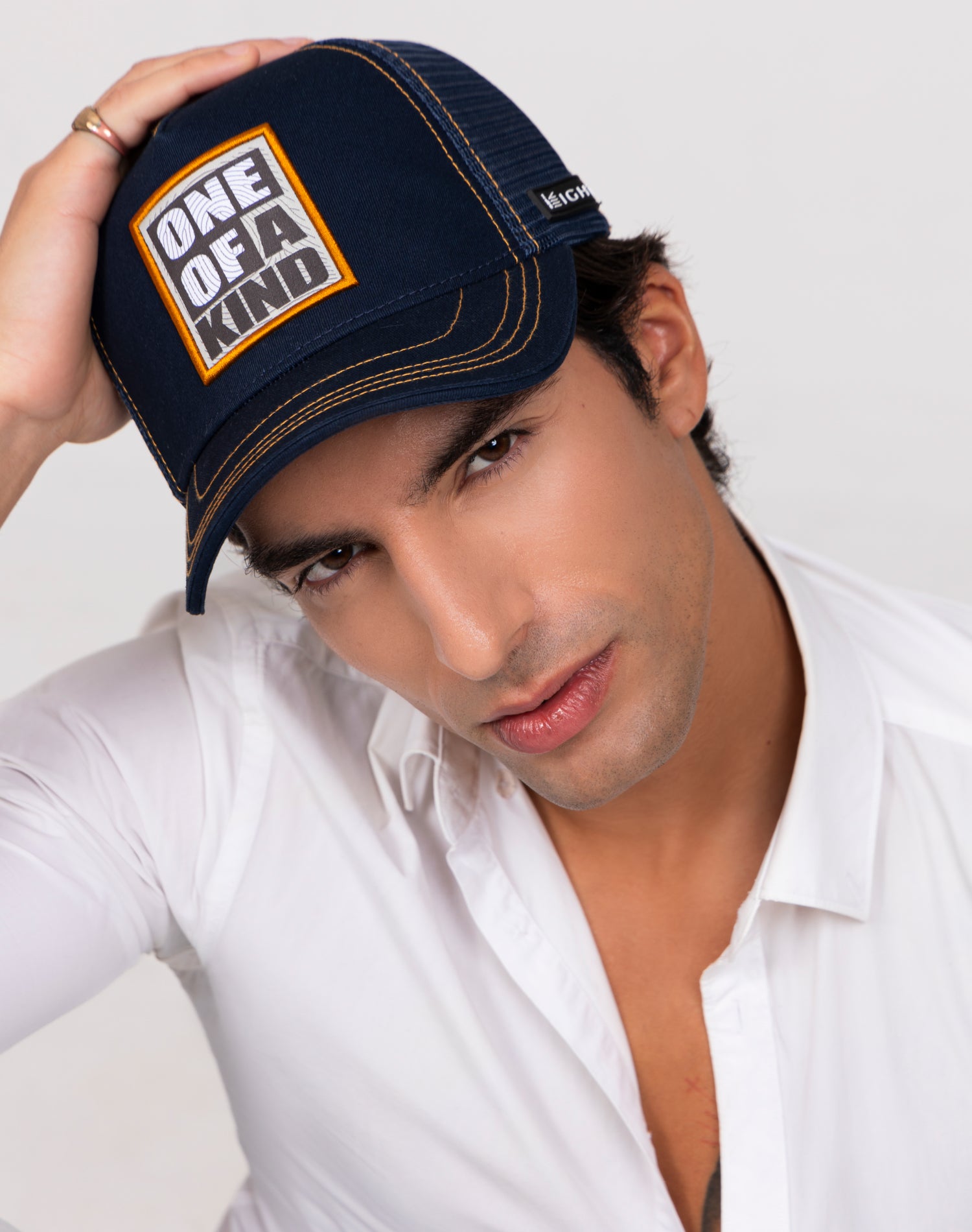 Distinct Blue Denim Look Cotton Trucker Cap