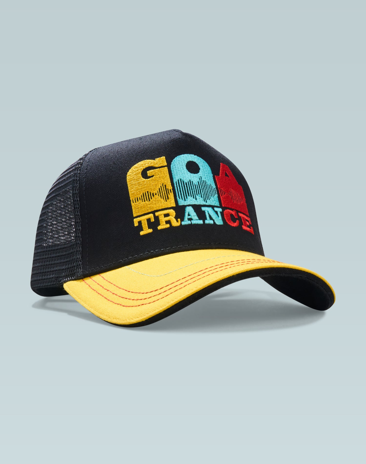 Goa Trance Black and Yellow Cotton Trucker Cap