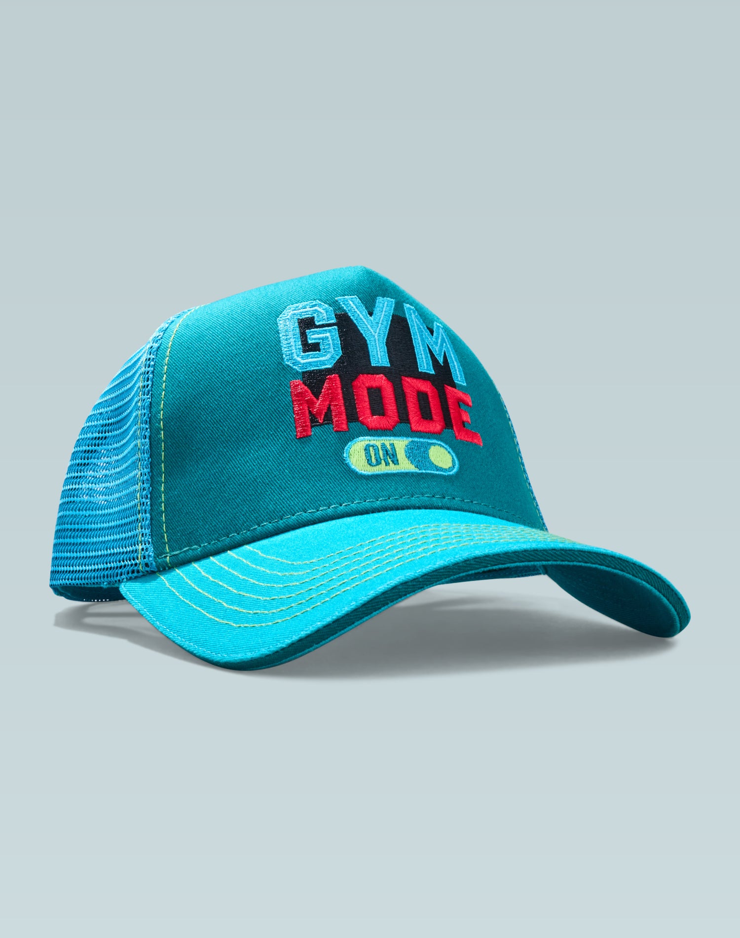 Gym Jock Teal Blue Cotton Trucker Cap