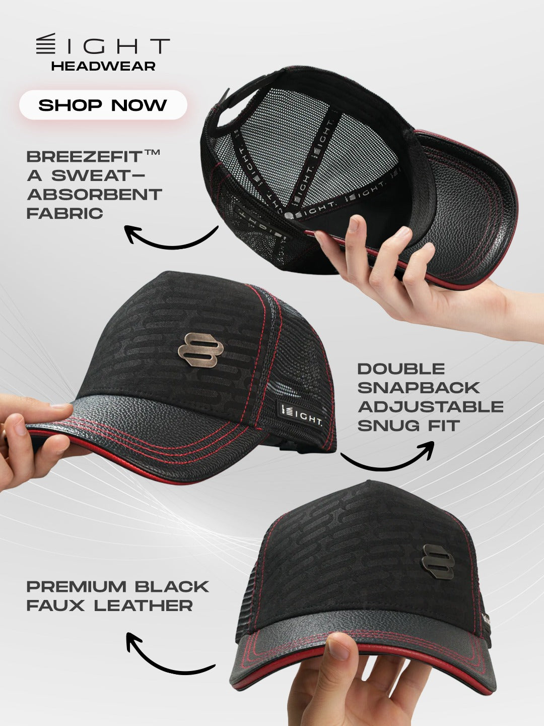 Melanos Black Leather Trucker Cap