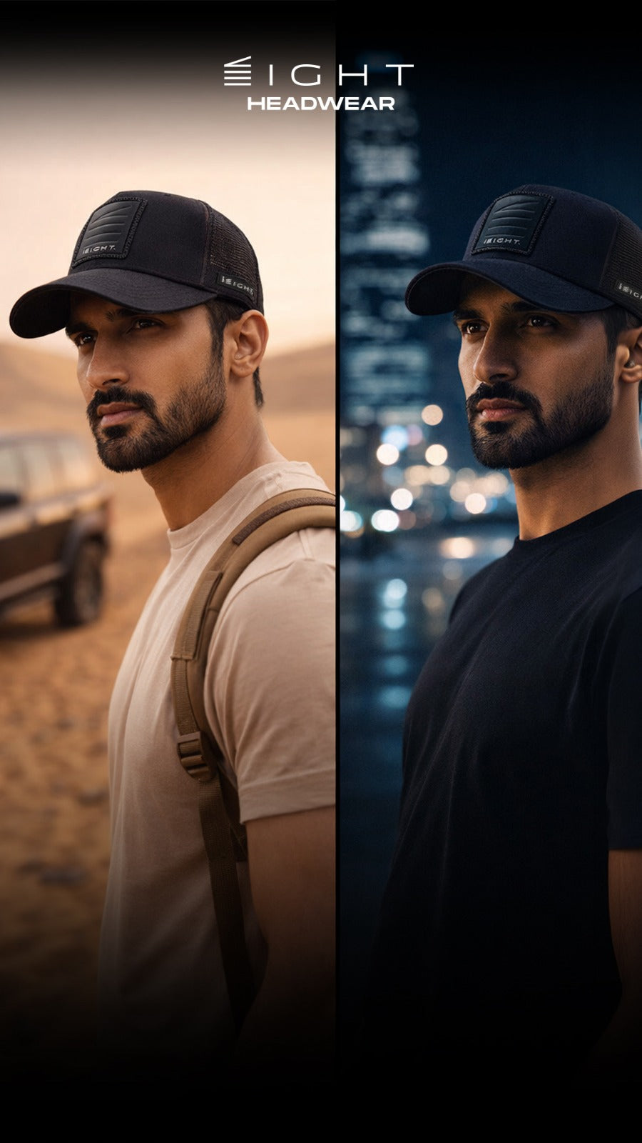 The ight Black Cotton Trucker Cap